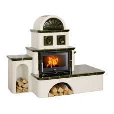 Kachlová pec ABX Pegas zelená, levá